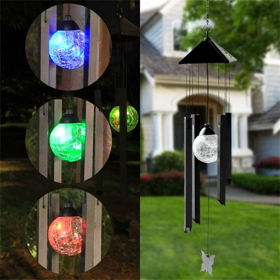 Solar Outdoor LED Wind Chime Light Garden Balcony Terrace Courtyard Decorative Light Colorful Gradient Small Hanging Wind Chime, Xinsrenus Under $5! Solar Outdoor LED Wind Chime