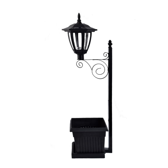 Solar Outdoor Lamp Post with Built-In Planter Base, Waterproof LED Pole Landscape Light, Auto Dusk Decorative Lighting For Porch, Yard, Garden And Patio Seasonal Ornament