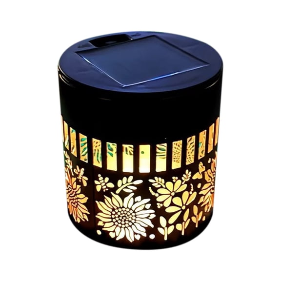 Solar Outdoor Lantern, Color Changing Solar Garden Light, Hollow Cutout Shadow Projection Lamp, Waterproof Decorative Patio Light, Landscape Light for Backyard Porch Lawn Pathway Decoration