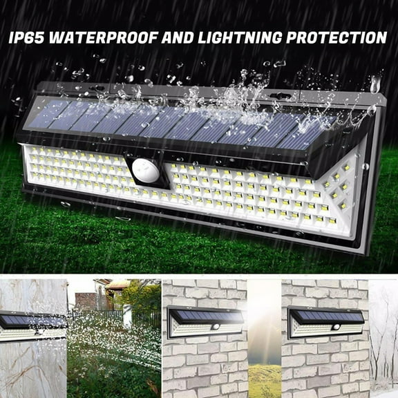 Solar Outdoor Light, 118 LED 1000LM Motion Sensor Outdoor Light, 3 Modes Solar Safety Light, 270 Wide Angle, IP65 Waterproof Solar Wall Light for Outdoor Patio, Garage, Deck, Fence