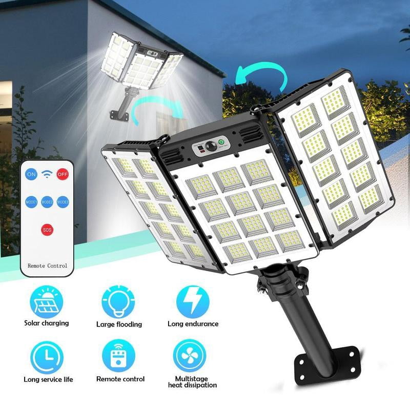 Solar Light Led 800 Solar Outdoor Light, 800 LEDs 500000LM Solar Safety Light, Remote ...