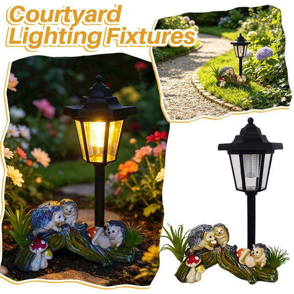 Solar Outdoor Light, Outdoor Garden Decorations, Backyard Decorations Outdoor, Solar Statue, Whimsical Hedgehog Mushroom Landscape Lamp, 13X8X5 Inch Decorative Solar Light for