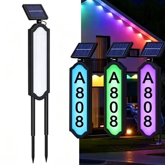 DIY Solar House Number Light - Includes Stickers Outdoor Lighting LED Lights Easy to Install, Suitable for Courtyards, Gardens, Driveways, and Commercial Use