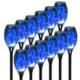 thumbnail image 1 of Solar Outdoor Lights, 12 Pack 12LED Solar Tiki Torches with Flickering Flame, IP65 Waterproof Mini Solar Torch Lights Auto On/Off for Garden, Patio, Yard, Pathway, Blue, 1 of 8