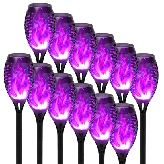 Ele-mall2022 12 Piece Solar Powered Purple Integrated 2 V LED