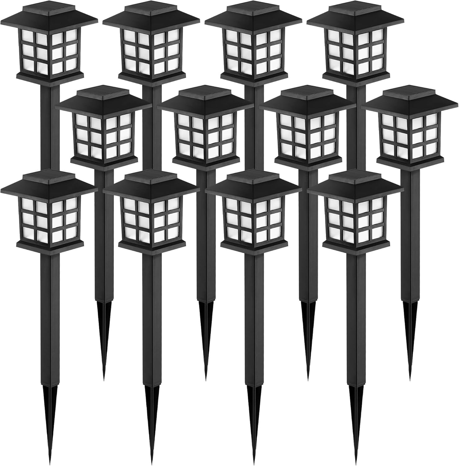 Mibote Solar Outdoor Lights,12 Pcs LED Solar Lights Outdoor Waterproof, Solar Walkway Maintain of Lighting for Your Garden, Yard, Patio, Driveway