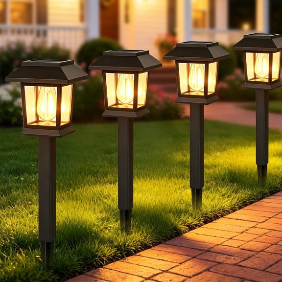 Maspost 12 pack Solar Pathway Lights, Waterproof LED Garden Decor for Walkway Yard Patio Driveway, Warm White