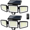 thumbnail image 1 of Solar Outdoor Lights 2500LM 210 LED Security Lights with Remote Control,3 Heads Motion Sensor Lights, IP65 Waterproof,270° Wide Angle Flood Wall Lights with 3 Modes(2 Packs), 1 of 5