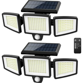 Solar Outdoor Lights 2500LM 210 LED Security with Remote Control,3 Heads Motion Sensor Lights, IP65 Waterproof,270 Wide Angle Flood Wall 3 Modes(2 Packs)