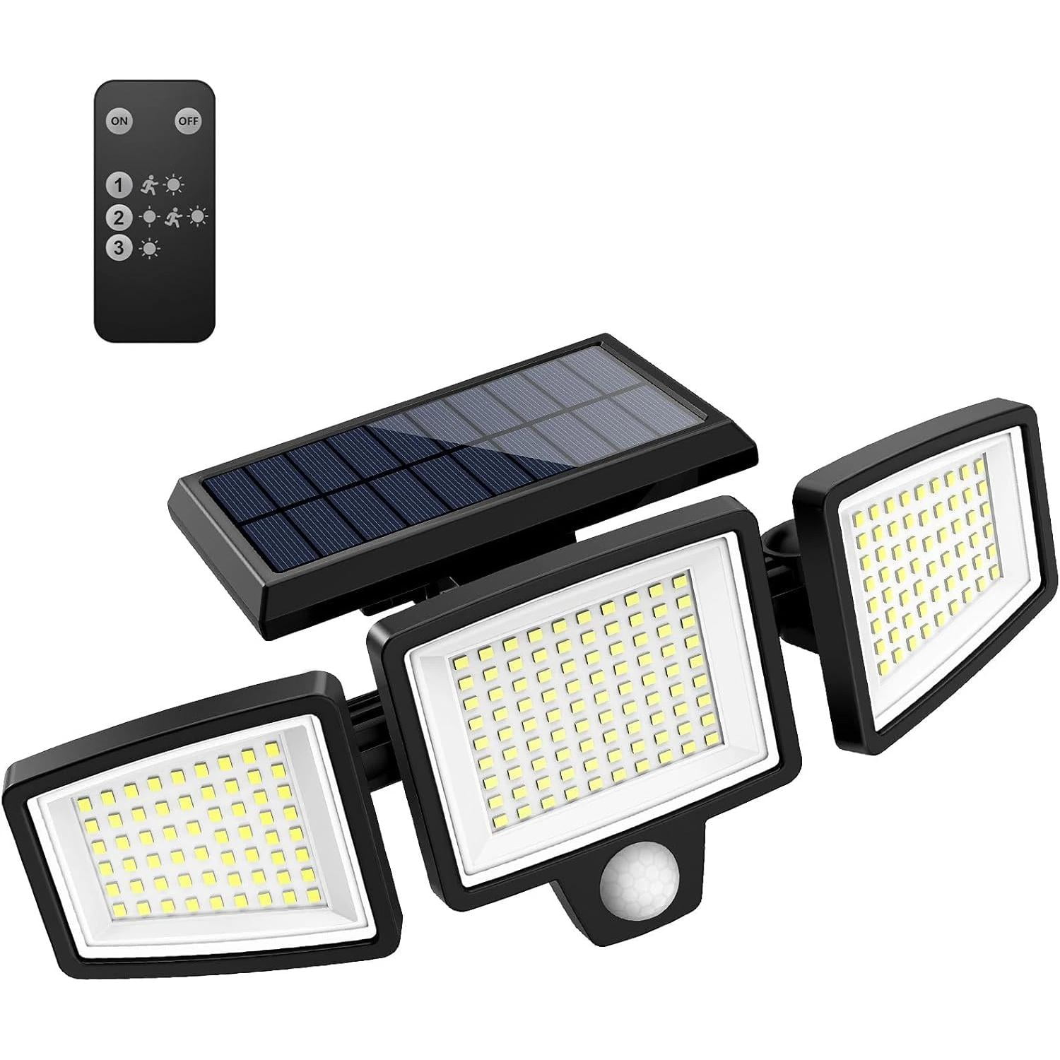 Solar Outdoor Lights 2500LM 210 LED Security Lights with Remote Control ...