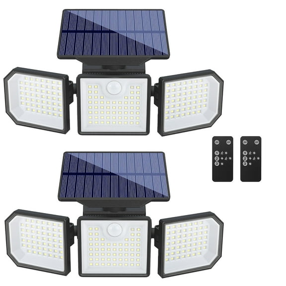 Solar Outdoor Lights 2500LM 210 LED Security Lights with Remote Control, IP65 Waterproof, 270 Wide Angle Flood Wall Lights - 2 Pack