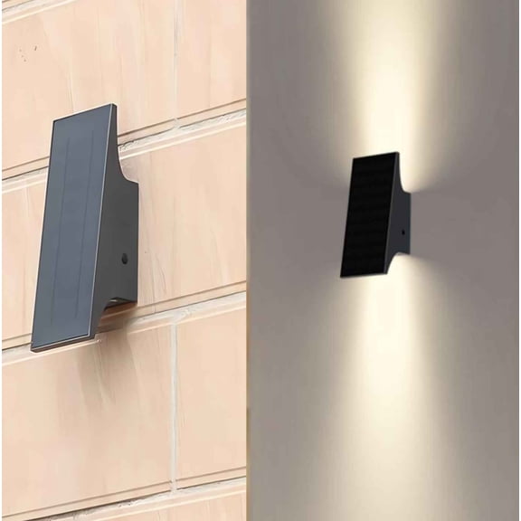 Solar Outdoor Lights, 3000K 700LM Solar Wall Lights Up and Down, Dimmable Solar Sconce Lights, IP65 Waterproof for Yard Patio Garage Porch