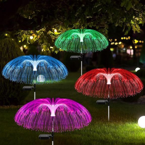 Solar Outdoor Lights 4 Pack 7 Colors Changing Jellyfish Light Outdoor Waterproof Solar Flowers Garden Lights for Yard Pathway Lawn Festival Wedding Party Decoration