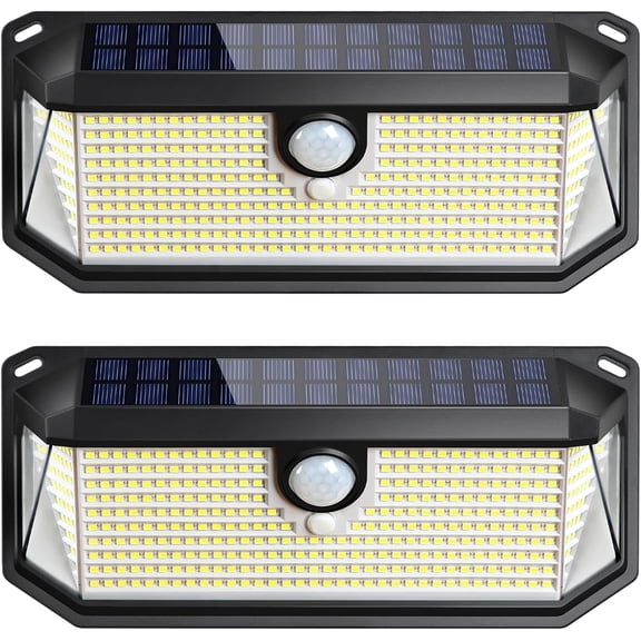 Solar Outdoor Lights, 4000LM 388 LEDs Motion Sensor Solar Powered Outdoor Light, IP65 Waterproof Exterior Flood Security Lights with 270 Wide Angle & 3 Modes for Patio Garage, 2-Pack