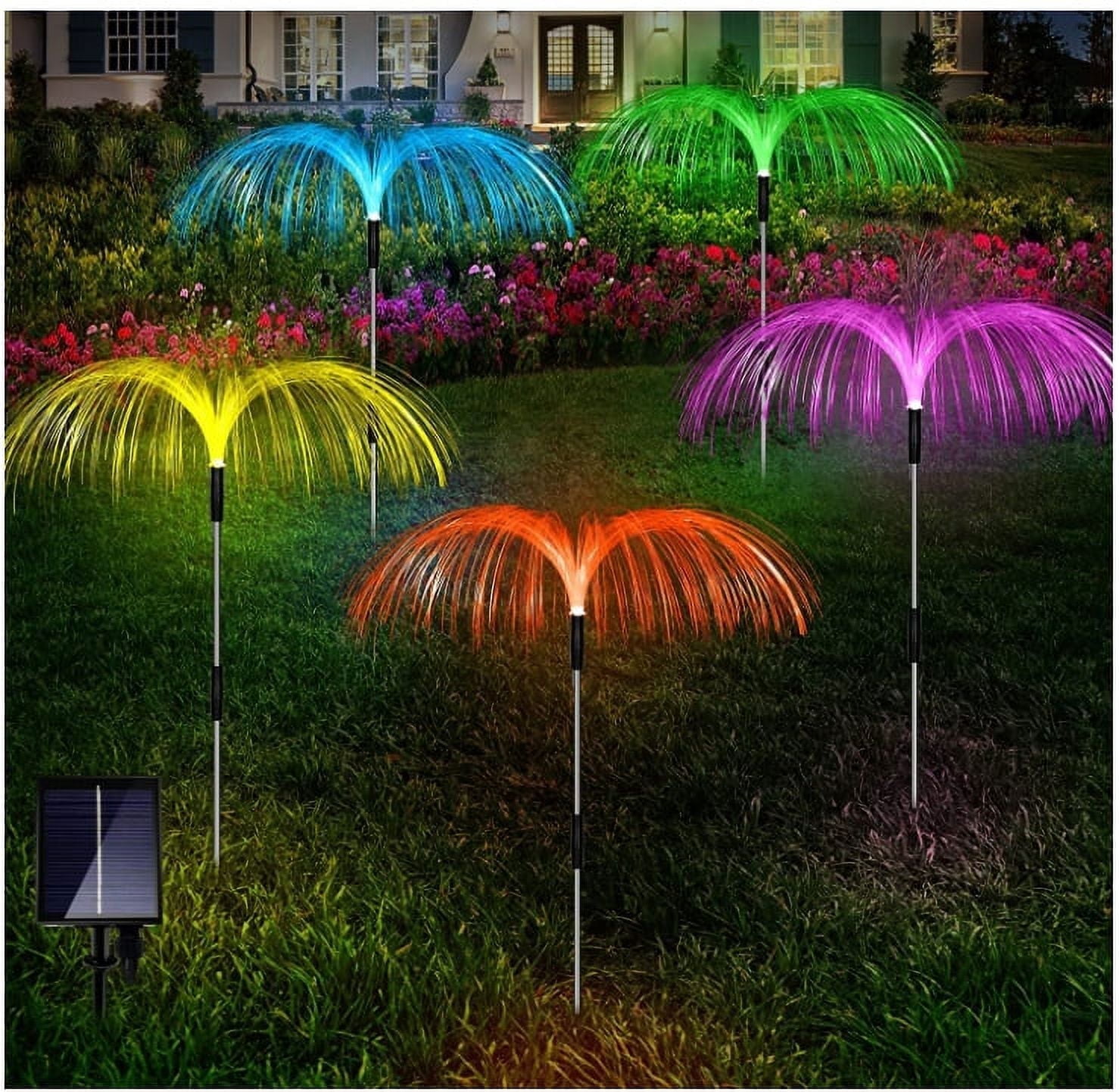Solar Outdoor Lights 5 Pack, 7 Color Changing Solar Garden Lights, Solar Powered Christmas Decorations for Garden Yard Patio Pathway Party Birthday Holiday Decor,Solar Lights Christmas