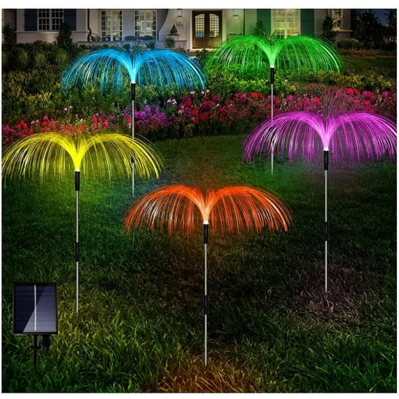 Solar Outdoor Lights 5 Pack, 7 Color Changing Solar Garden Lights, Solar Powered Christmas Decorations for Garden Yard Patio Pathway Party Birthday Holiday Decor,Solar Lights Christmas