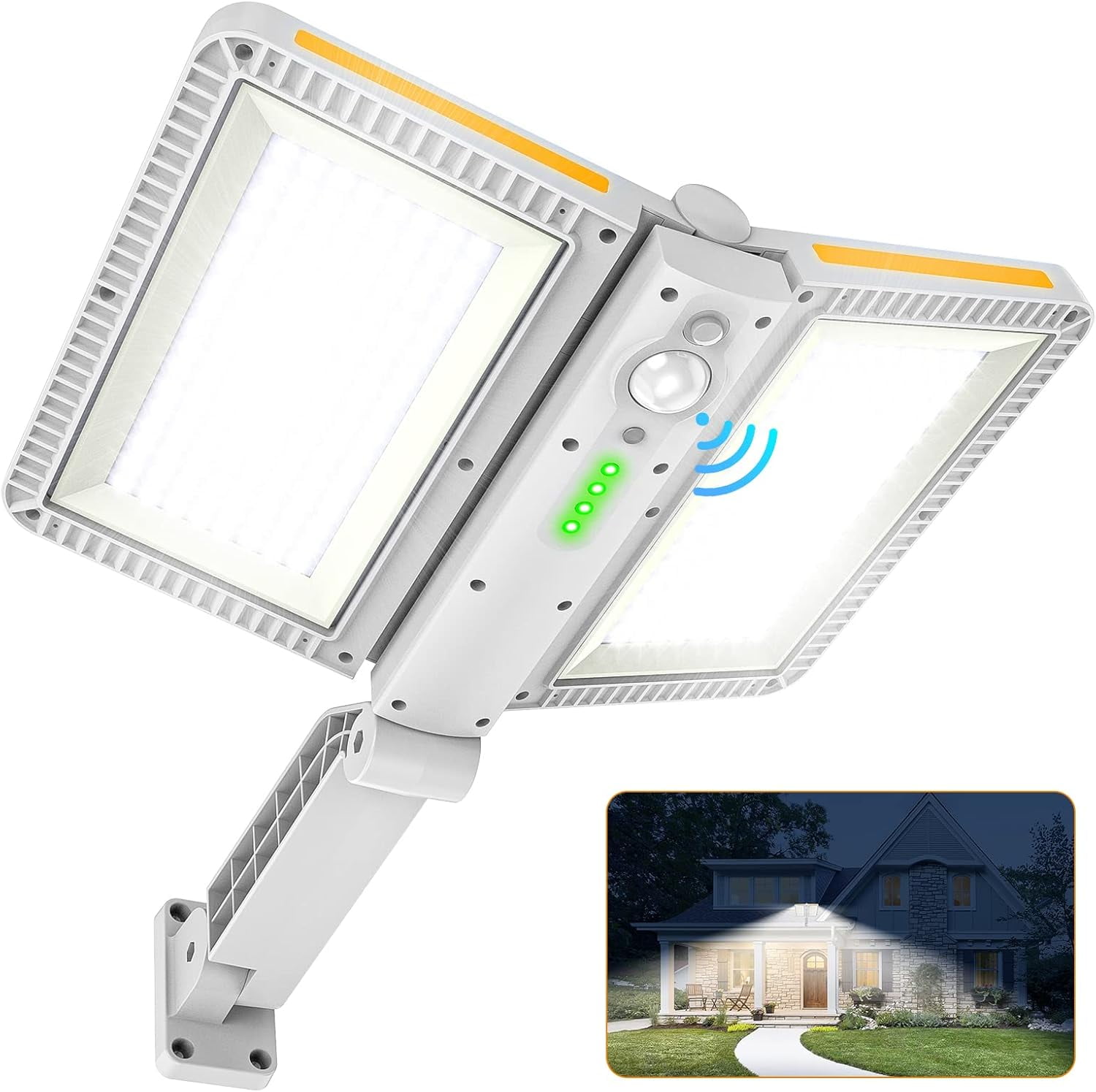 Solar Outdoor Lights, 6000LM Motion Sensor Outdoor Lights Double Big Solar Panels, IP65  and 5 Modes, 218LEDs High Brightness  Illuminated Area Flood Lights for Street