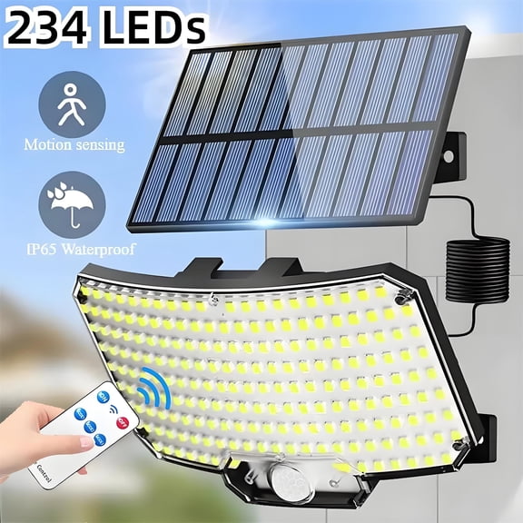 Solar Lights Outdoor Waterproof, 234LED Super Bright 3 Modes Split Motion Sensor Flood Lights with Remote Security Solar Wall Lights for Outside,Yard,Garden,Garage