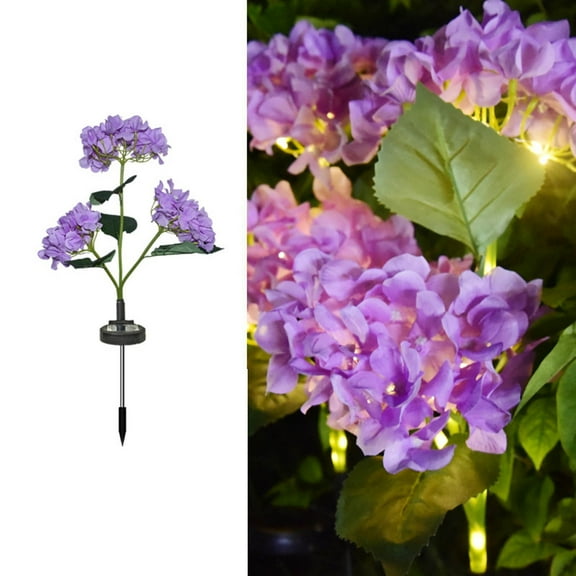 Solar Outdoor Lights,LED Solar Lights Outdoor Waterproof,Solar Garden Lights, Solar Powered Three Headed Embroidered Ball Simulation Flower Lamp For Outdoor Courtyard Decoration Floor Lamp