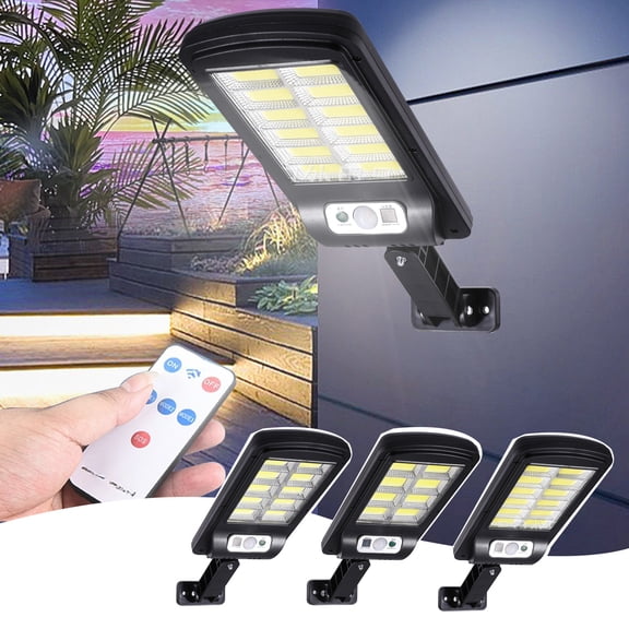 Solar Outdoor Lights Motion Sensor | Solar Powered IP65 Waterproof | 3 Lighting Modes, Remote Control | Ultra-Bright LED, 14.56" x 4.48" | Wall Security for Fence, Patio, Garden, Yard, Front Door