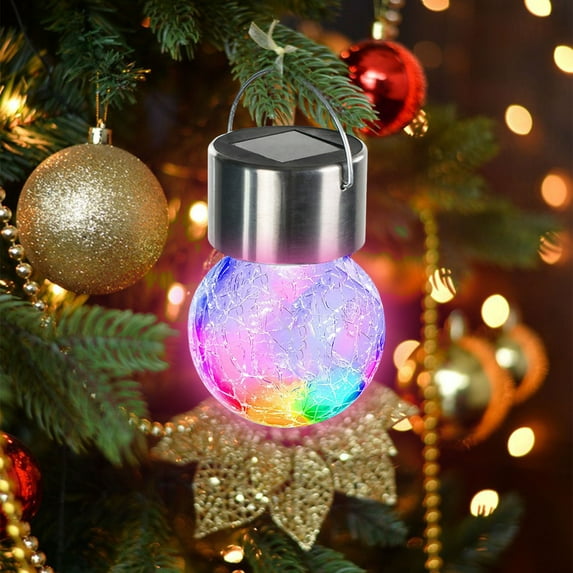 Solar Outdoor Lights, Solar Lights Outdoor, Solar Hanging Lights for Christmas Decoration-Cracked Glass Solar Lights Outdoor Waterproof for Garden, Yard, Fence, Tree