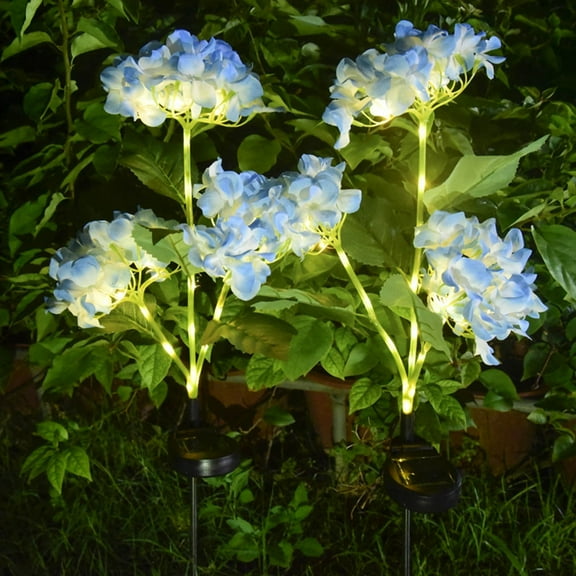 Solar Outdoor Lights Solar Powered Three Headed Embroidered Ball Simulation Flower Lamp For Outdoor Courtyard Decoration Floor Lamp