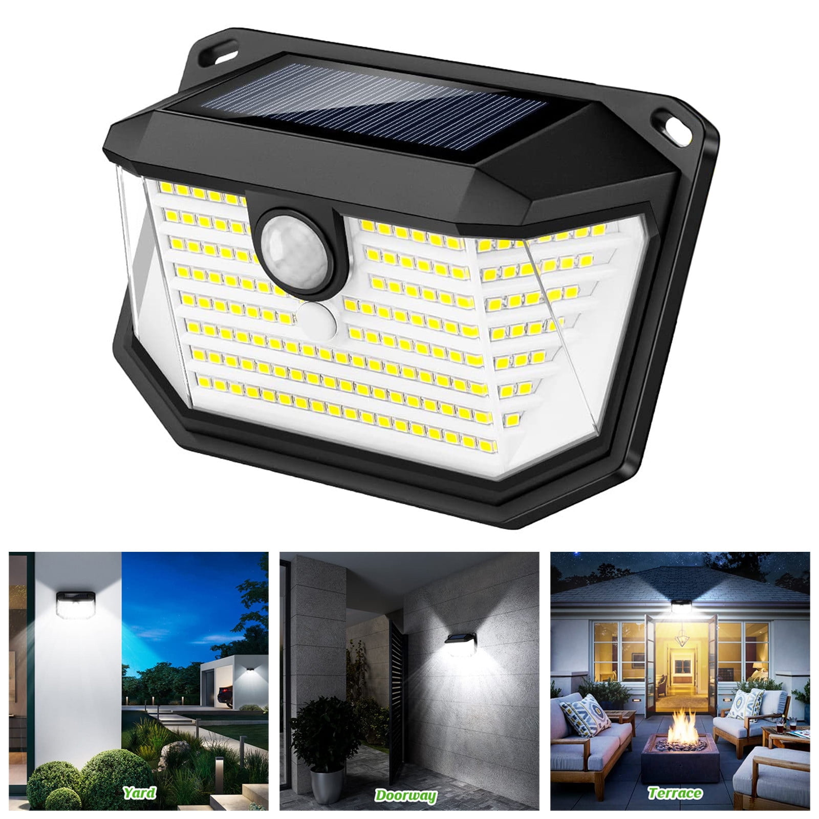 Solar Outdoor Lights Super Bright 178 LEDs Motion Sensor Wall Lights ...