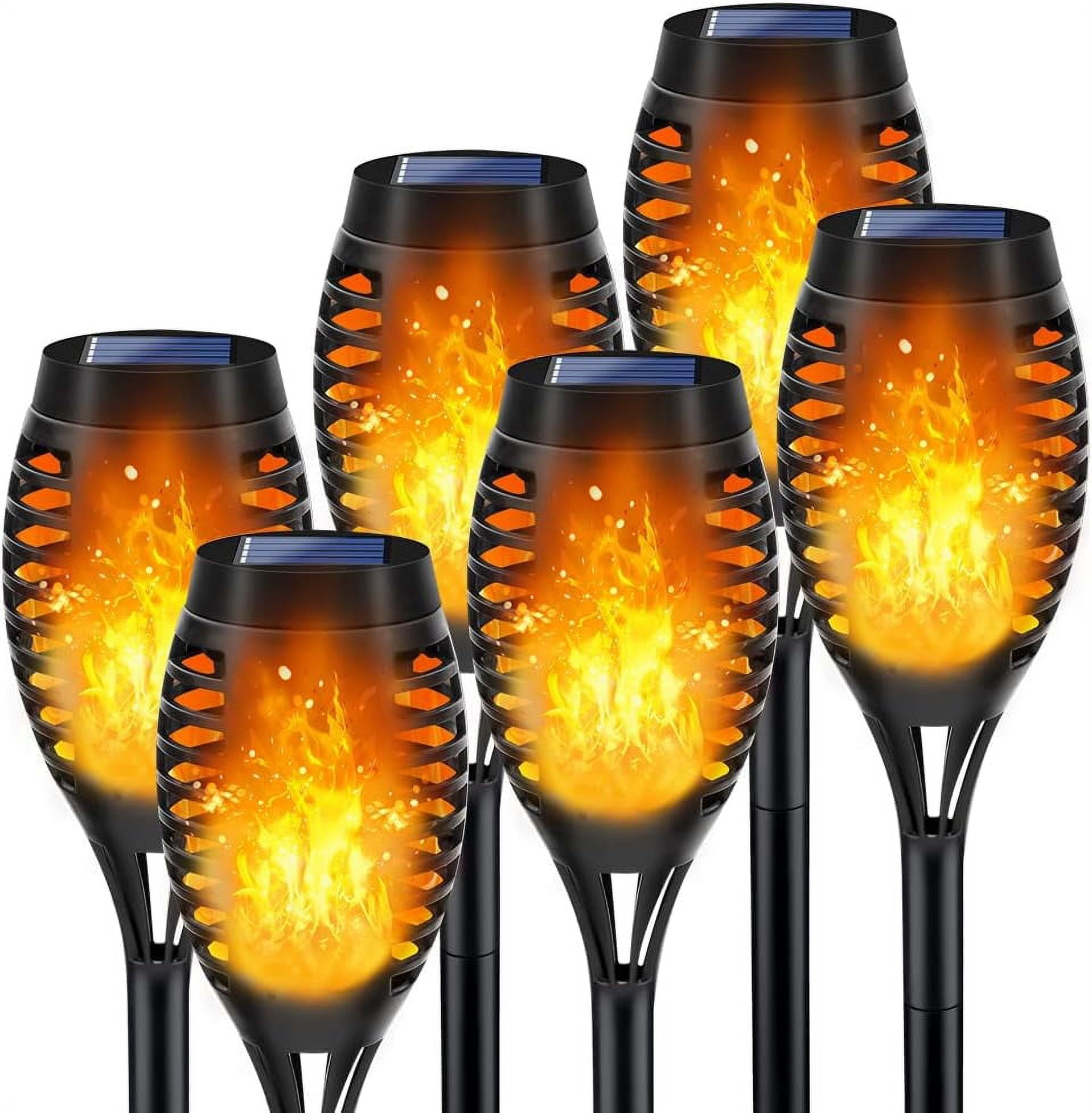 Apphome 6Pack Waterproof LED Solar Torch Lights with Imitation Flame