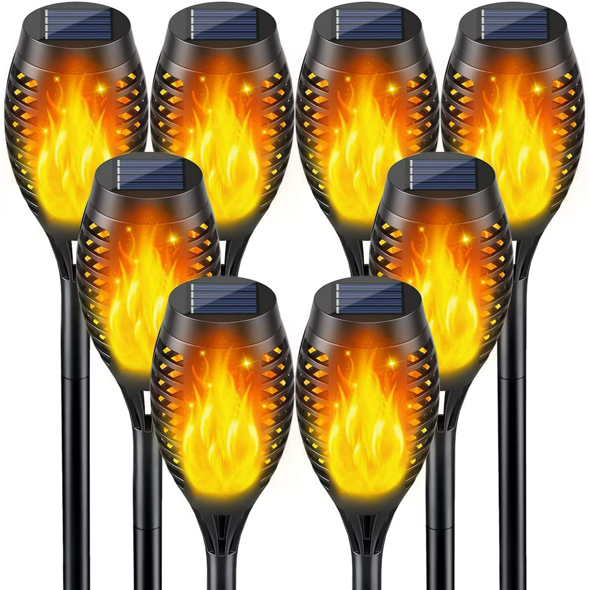 Solar Outdoor Lights with Flickering Flame, 8 Packs Waterproof LED