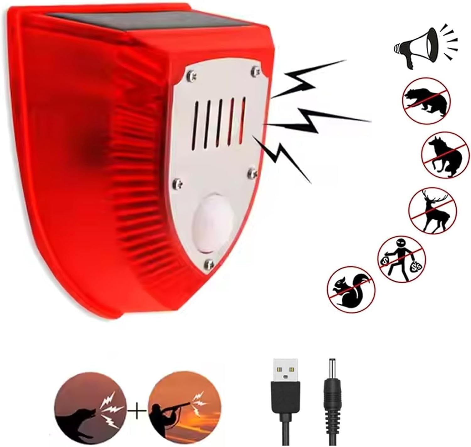 NEXPOW Solar Outdoor Motion Sensor Alarm, 129db Loud Siren Lamp Noise