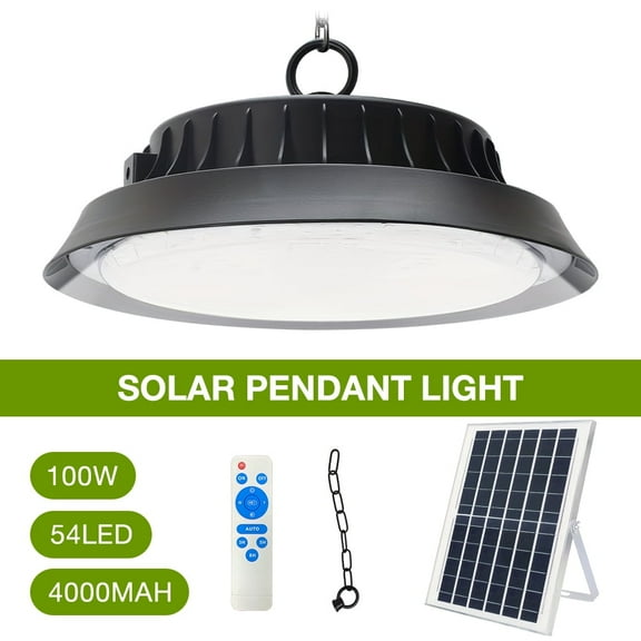 Solar Outdoor Pendant Light, Solar Mining Light 3 Color Temperature Solar Security Shed Light with Remote Control Timing, Waterproof Solar Barn Light Suitable for Gazebo Courtyard Garage Terrace