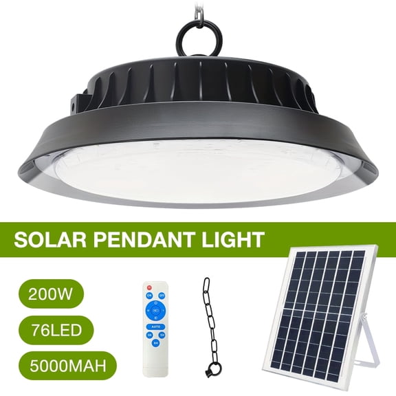 Solar Outdoor Pendant Light, Solar Mining Light 3 Color Temperature Solar Security Shed Light with Remote Control Timing, Waterproof Solar Barn Light Suitable for Gazebo Courtyard Garage Terrace