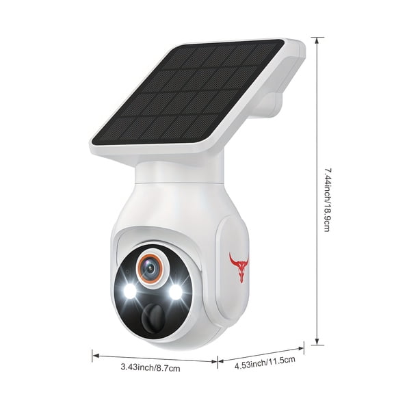Solar Outdoor Security Camera Wireless, 355 Panoramic View 1920P Night Vision, Human Tracking 2-Way Audio, IP65 Waterproof, Cloud Storage Home Security Cam