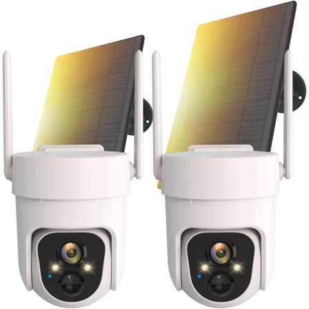 Solar Outdoor Security PTZ AI Motion Detection Audio WiFi Camera,Home Security,Spotlight Colorful Night Vision,360 View,IP65 Waterproof,PIR Alarm,Rechargeable