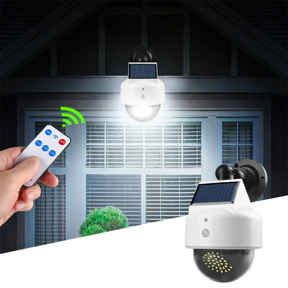 Solar Outdoor Simulation Monitoring Fake Camera Human Body Induction Wireless Outdoor Solar Wall Light Courtyard Home Lighting Street Lamp with Remote Control, 1 Pack