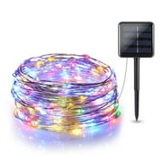 Solar Outdoor String Lights 100 LED Solar Powered Fairy Lights 33ft Flexible Copper Wire Auto On/Off 8 Modes Waterproof IP65 String Lights for Garden, Patio, Windows, Trees, Party (Multi Color)