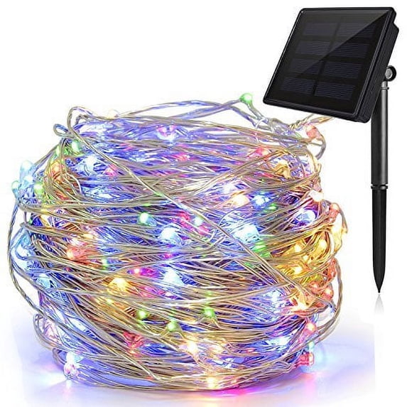 Solar Outdoor String Lights,100 LED Solar Powered Fairy Lights 33 feet 8 Modes Copper Wire Lights Waterproof Outdoor String Lights for Garden Patio Gate Yard Party Wedding Indoor Bedroom (Multicolor)
