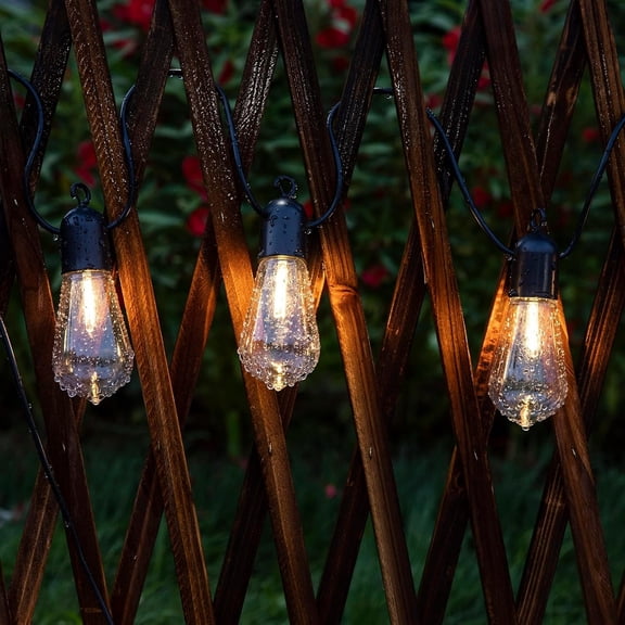 Solar Outdoor String Lights, 25FT Patio Lights String with 20 Warm White LED Shatterproof ST58 Bulbs, for Garden, Backyard, Pergola, Party, Cafe, Camping Decoration (25FT)