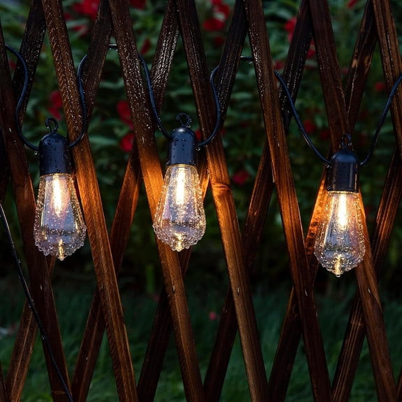 Solar Outdoor String Lights, 25FT Patio Lights String  with 20 Warm White LED Shatterproof ST58 Bulbs,  for Garden, Backyard, Pergola, Party, Cafe, Camping Decoration (25FT)