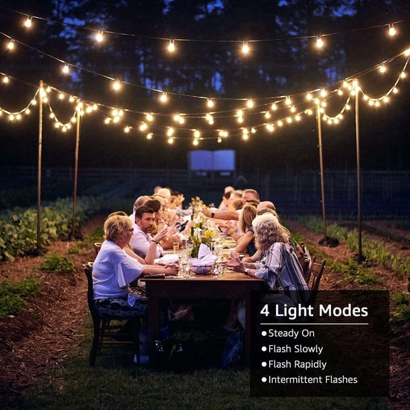 Solar Outdoor String Lights, 25ft 26 LED G40 Bulbs
