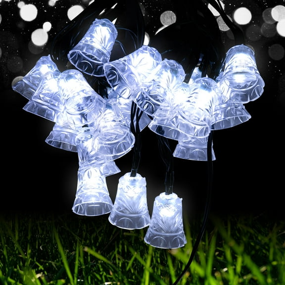 Solar Outdoor Solar String Lights, 30 LED Bell Lights, 25.5FT Patio Lights String, All Weather Resistance, Waterproof Fairy Lights for Garden, Porch, Backyard, Wedding, Christmas Party