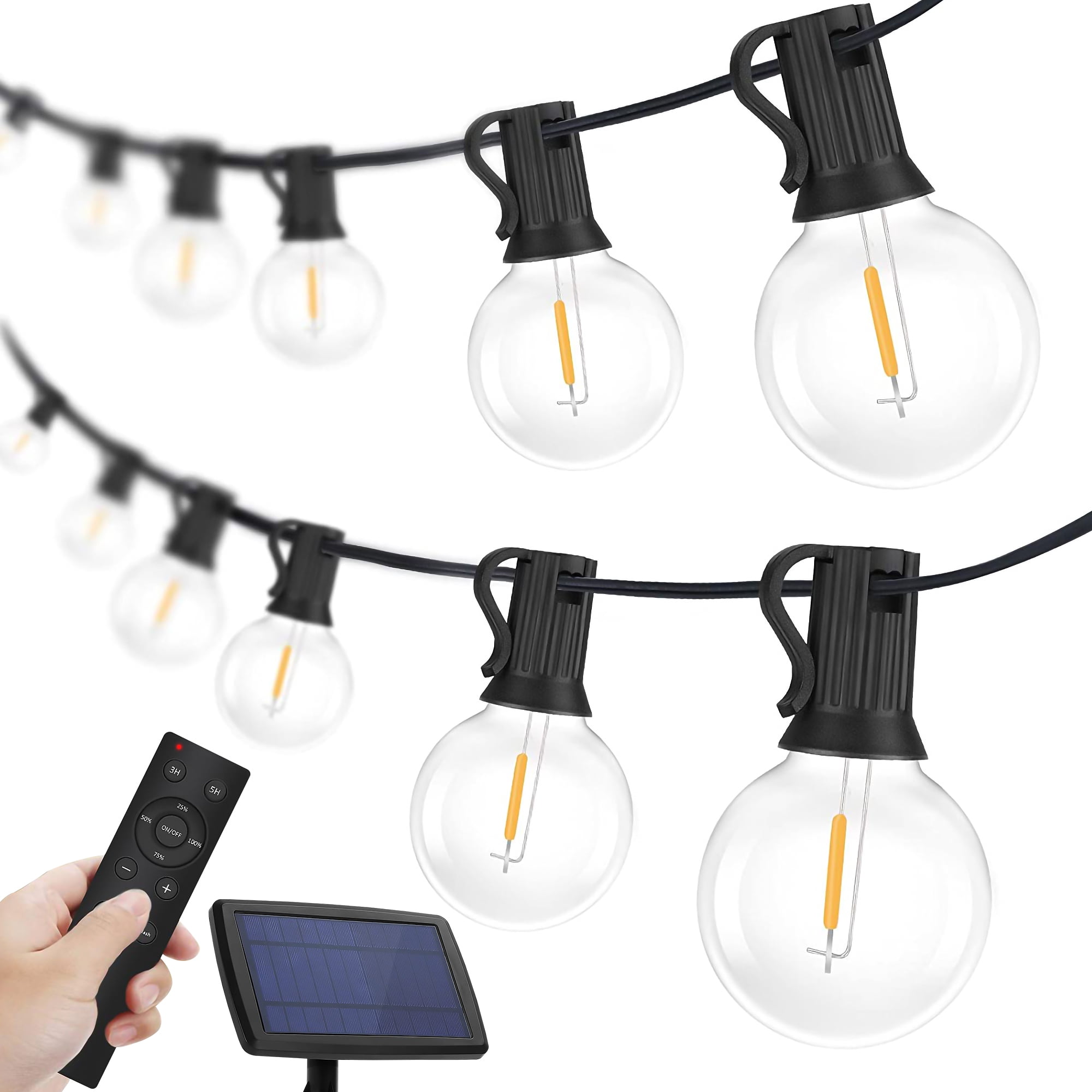 Solar Outdoor String Lights 50FT 25 Globe Bulbs Patio Hanging Lights LED Decoration Lights for