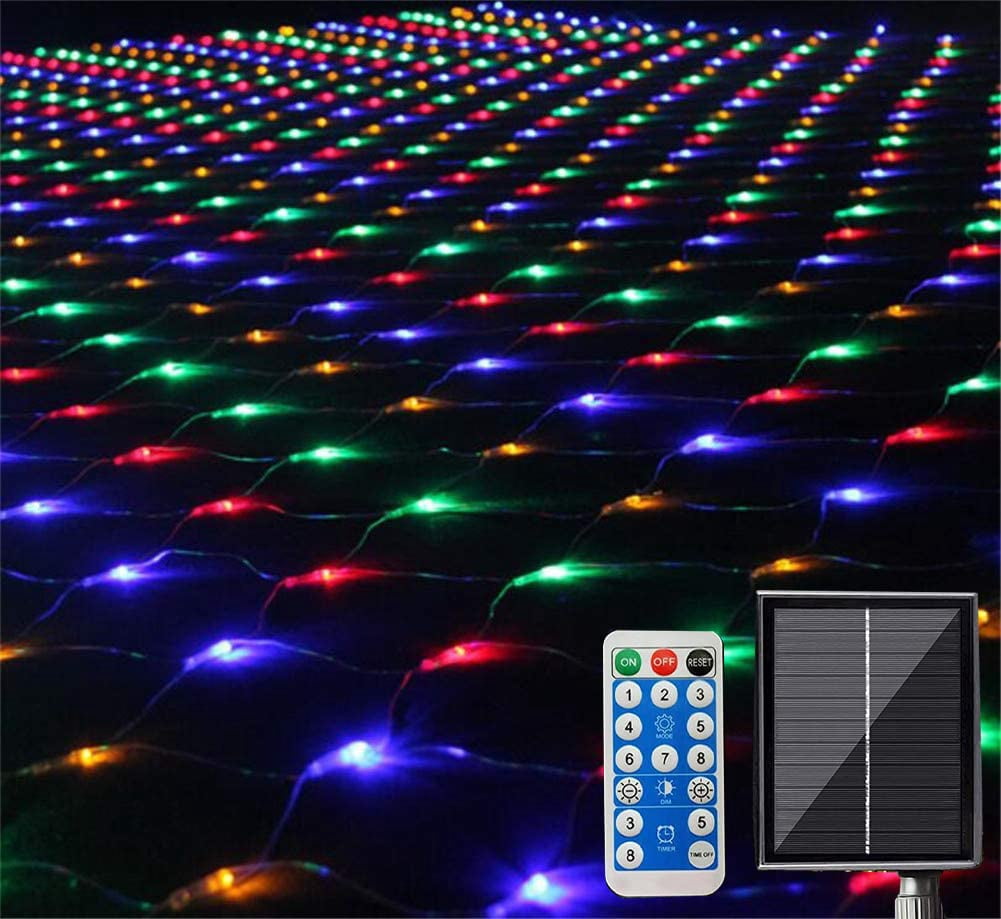 Solar Outdoor String Lights, 96LED 1.5X1.5m Solar Net String Lights ...