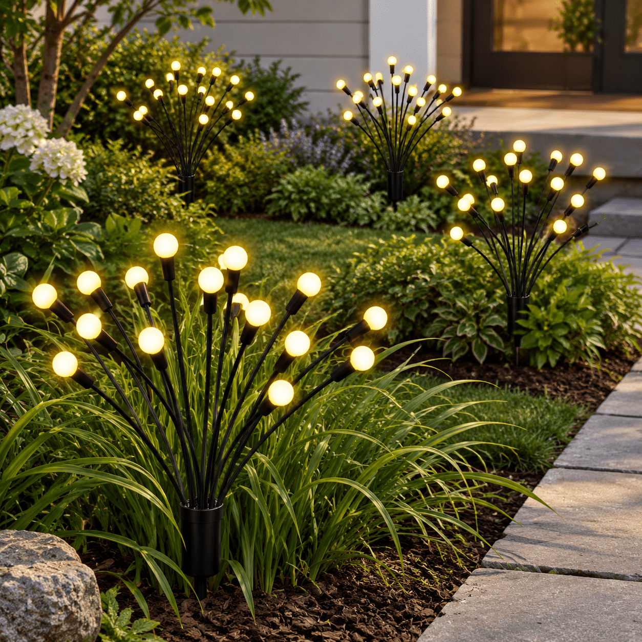 Fire Fly Packing Solar Outdoor Swaying Firefly Landscape Lights, Warm White, 4 Pack ...