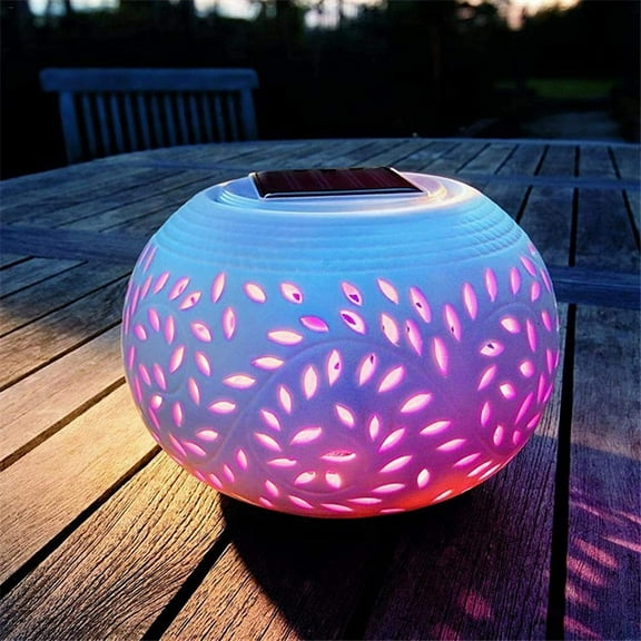 Solar Outdoor Table Lamp, Solar Powered Mosaic Glass Ball Garden Lights Waterproof Color Changing Mood Night Lights for Garden (Rainbow)