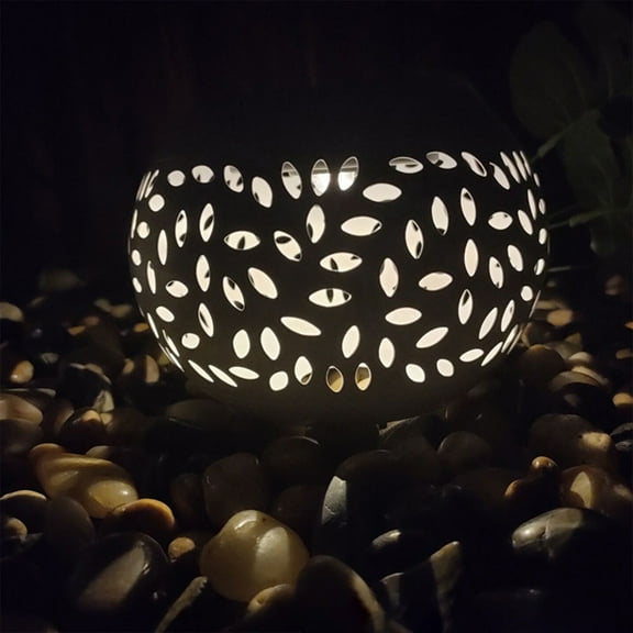 Solar Outdoor Table Lantern, Flickering Flame Light Round Pot for Garden, Warm Yellow LED for Ambiance,Automatic Operation with Solar Power, Adds Elegance to Patio and Yard