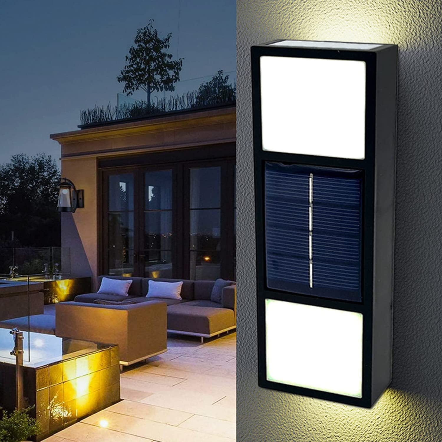 Solar Outdoor Wall Lights up and Down,Outdoor Lamp Solar Wall Sconces