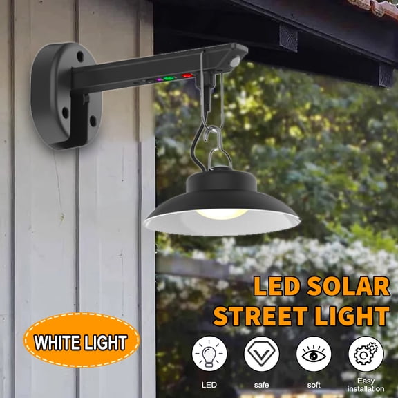 Solar Outdoor Wall Mount Pendant Light, Motion Sensor Solar Hanging Barn Light with USB Charging, 3 Lighting Modes Waterproof LED Solar Wall Sconce for Porch Patio Garage Fence