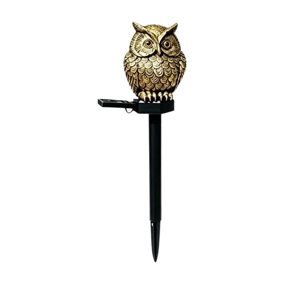 Solar Owl Courtyard Light, Decorative Garden Yard Stake Light with Auto On/Off for Lawn Patio, Gold