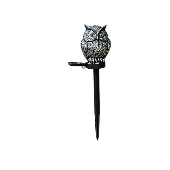Solar Owl Courtyard Light, Decorative Garden Yard Stake Light with Auto On/Off for Lawn Patio, Gray